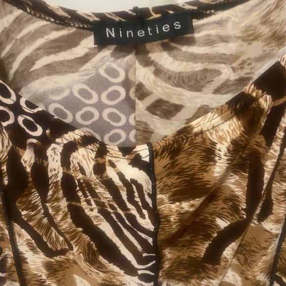 Nineties Scoop Neck Tiger Stripe Sleeveless Dress Fit and Flare Women XL Vintage - Picture 6 of 15